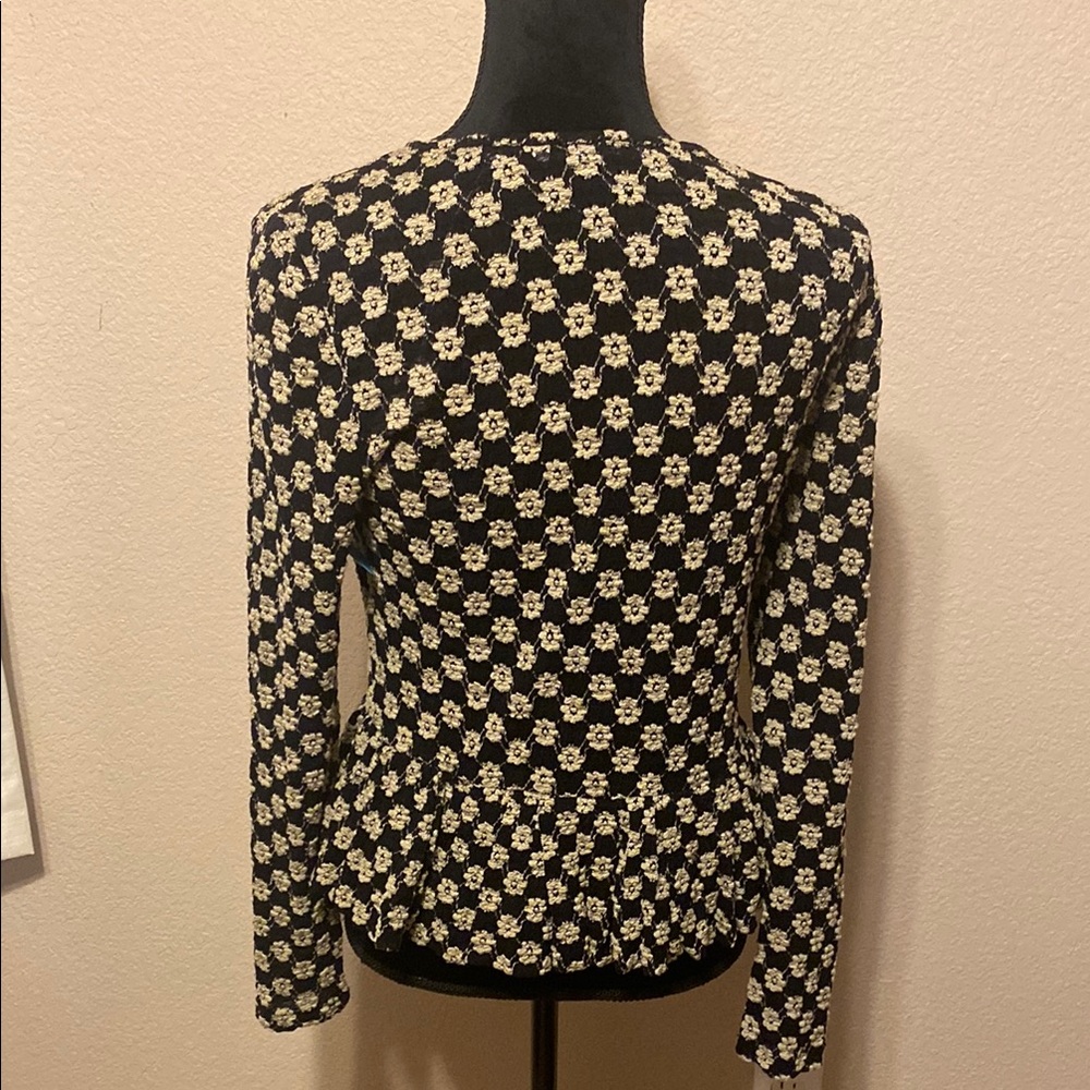 Rebecca Taylor Black and Cream Lace Peplum Top - Picture 6 of 10